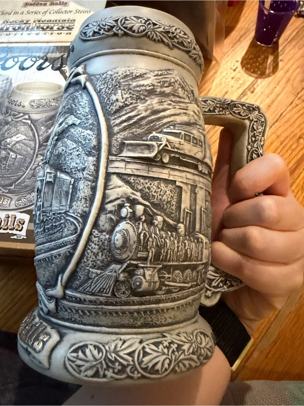 Coors Golden Rails ceramic Stein - Decorative Drinkware